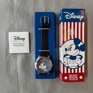 Disney Mickey Mouse analog watch BNIB red white blue design vintage 2008
